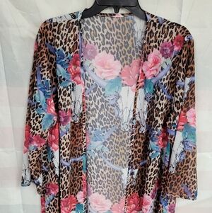 Boutique Sheer Flora Animal Duster S/M